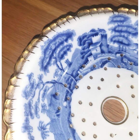 Spode Copelands China Blue Tower w Gold Scalloped edge Round Mezzanine Strainer - Picture 4 of 15